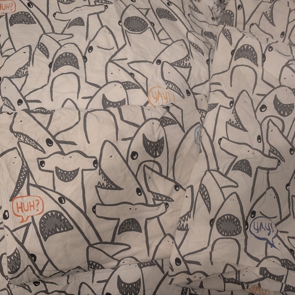 Pottery Barn Kids Shane Shark Print Full Sheet Set Used